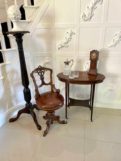 Antique Edwardian Oval Quality Mahogany Inlaid Lamp Table