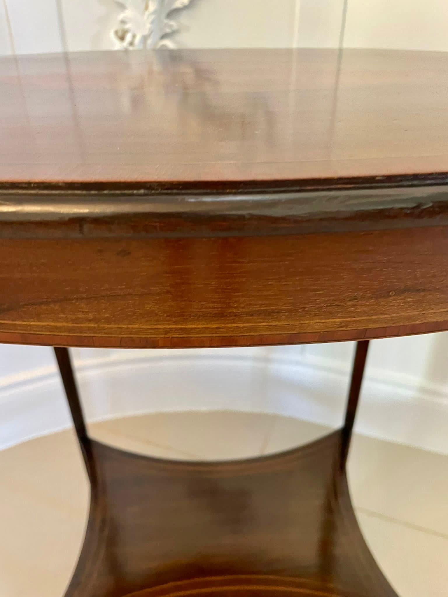 Antique Edwardian Oval Quality Mahogany Inlaid Lamp Table For Sale 3