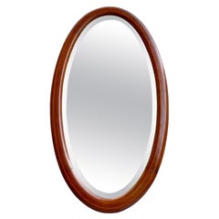 Antique Edwardian Oval Wall Mirror in Inlaid Walnut, 1910s