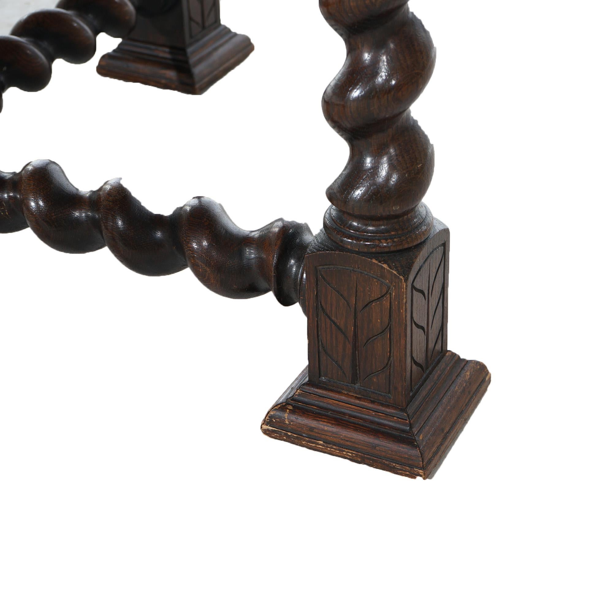 Antique Edwardian Oversized Carved Oak Octagonal Center Table, C1910 For Sale 2