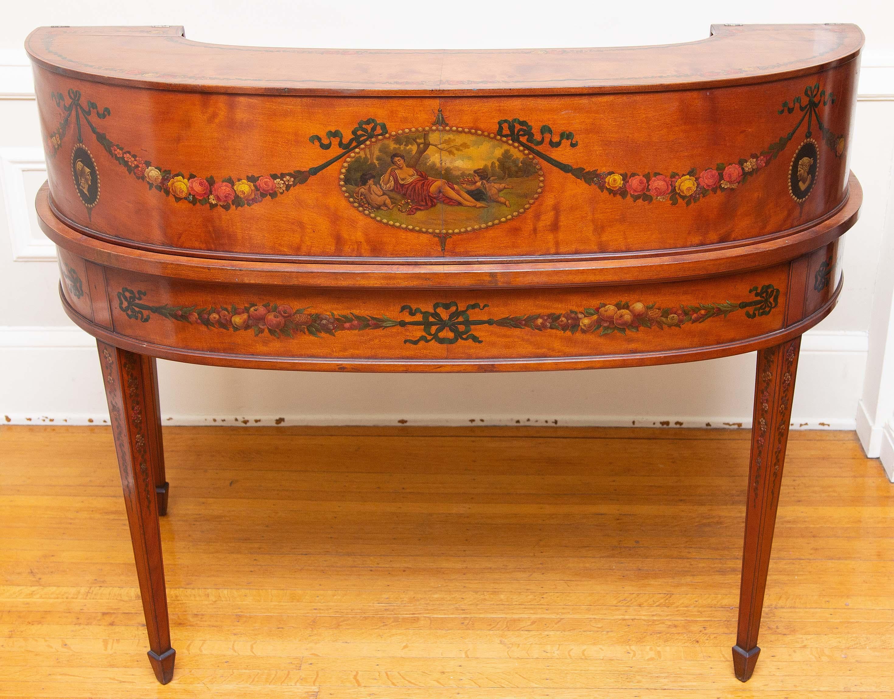 Antique Edwardian Painted Carlton House Writing Desk, 1900 In Good Condition In Rochester, NY