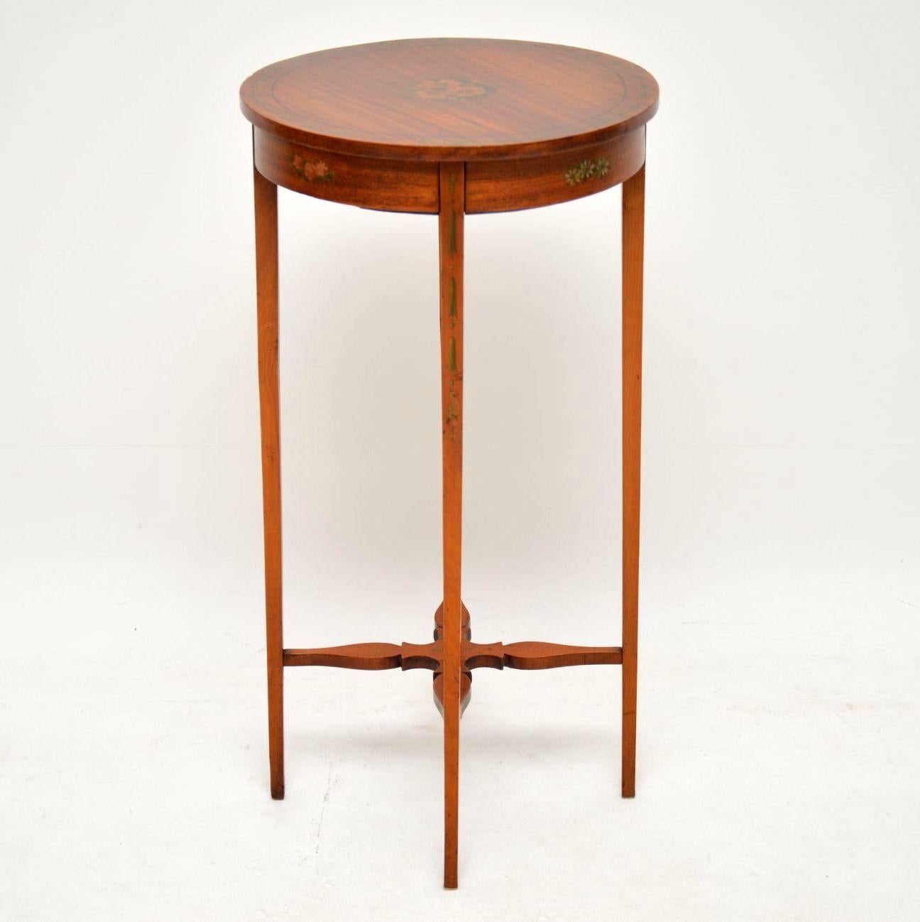 Antique Edwardian Painted Satin Wood Side Table (Englisch)