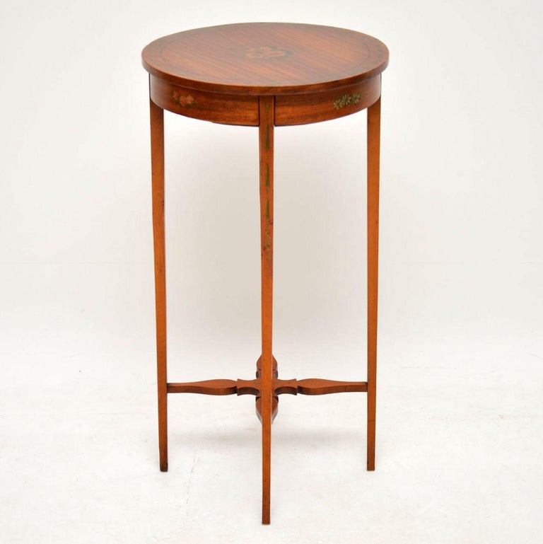 Antique Edwardian Painted Satin Wood Side Table For Sale at 1stDibs