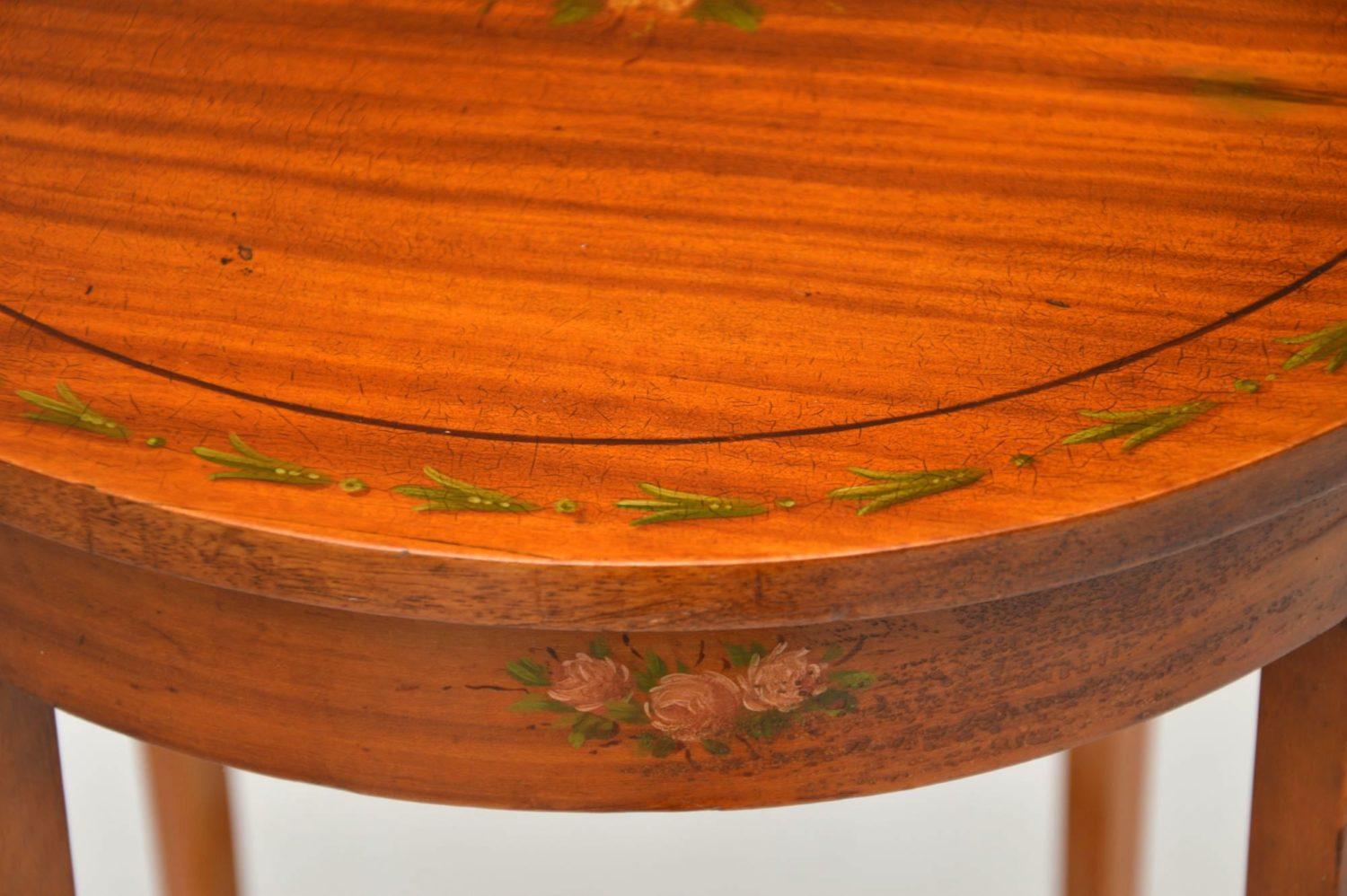 19th Century Antique Edwardian Painted Satin Wood Side Table