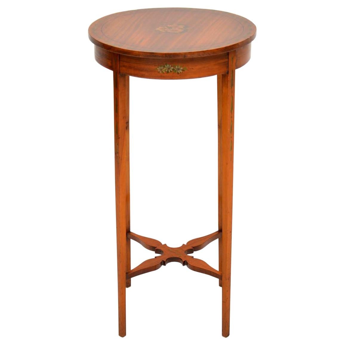 Antique Edwardian Painted Satin Wood Side Table