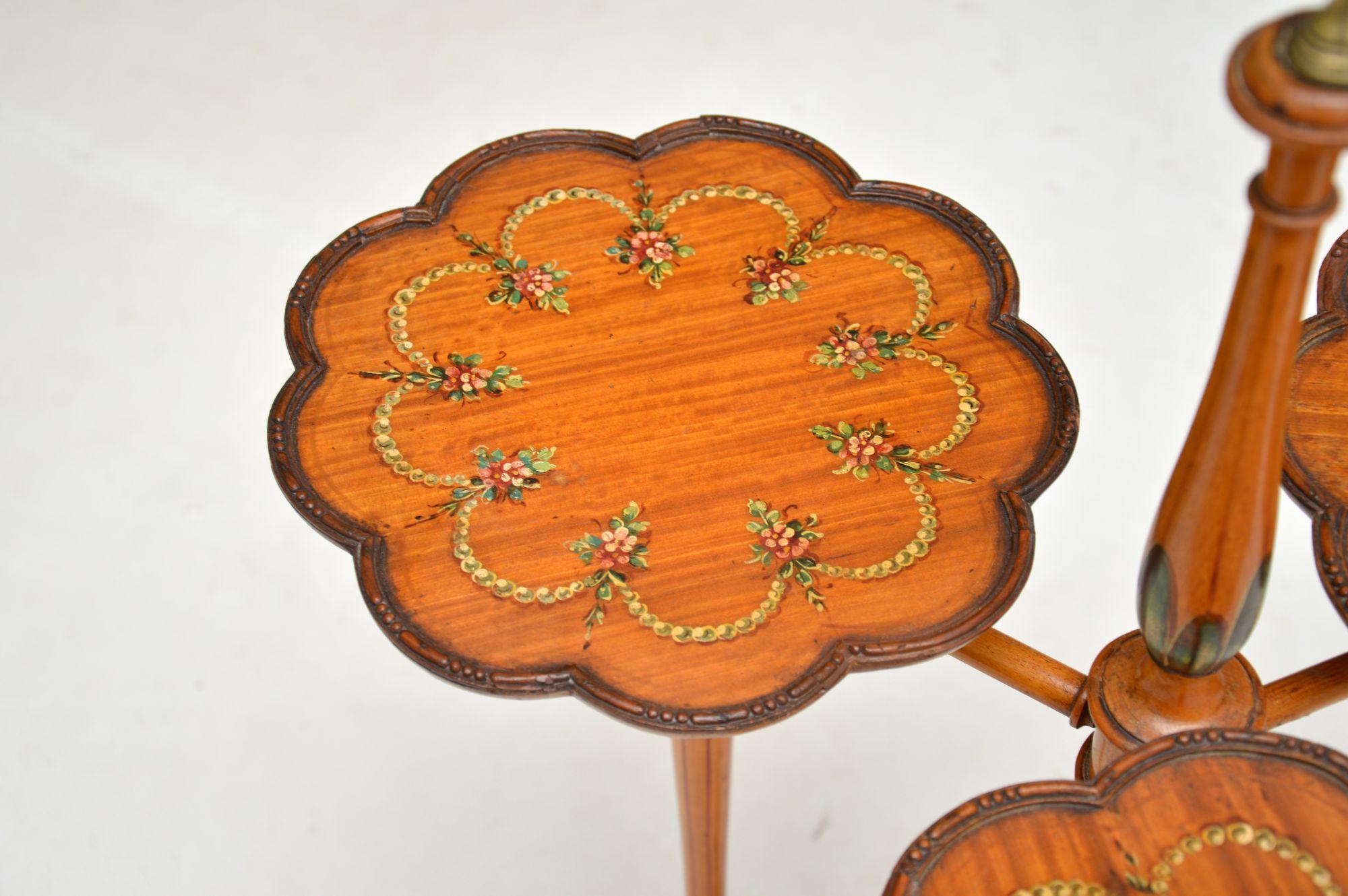 Early 20th Century Antique Edwardian Painted Satinwood Cake Stand For Sale