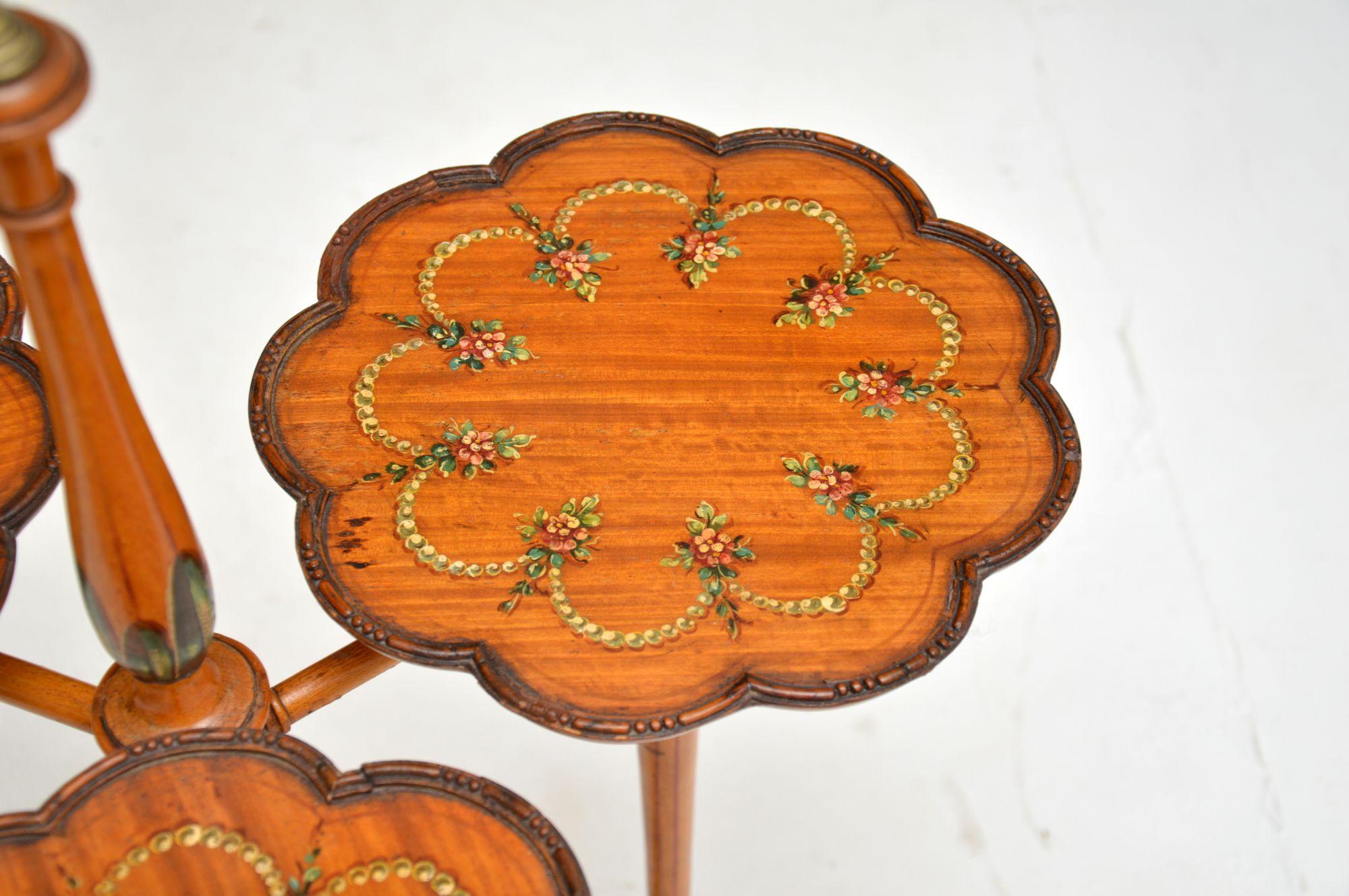 Antique Edwardian Painted Satinwood Cake Stand For Sale 1