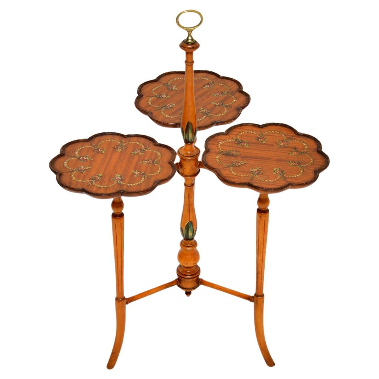 Antique Edwardian Painted Satinwood Cake Stand For Sale