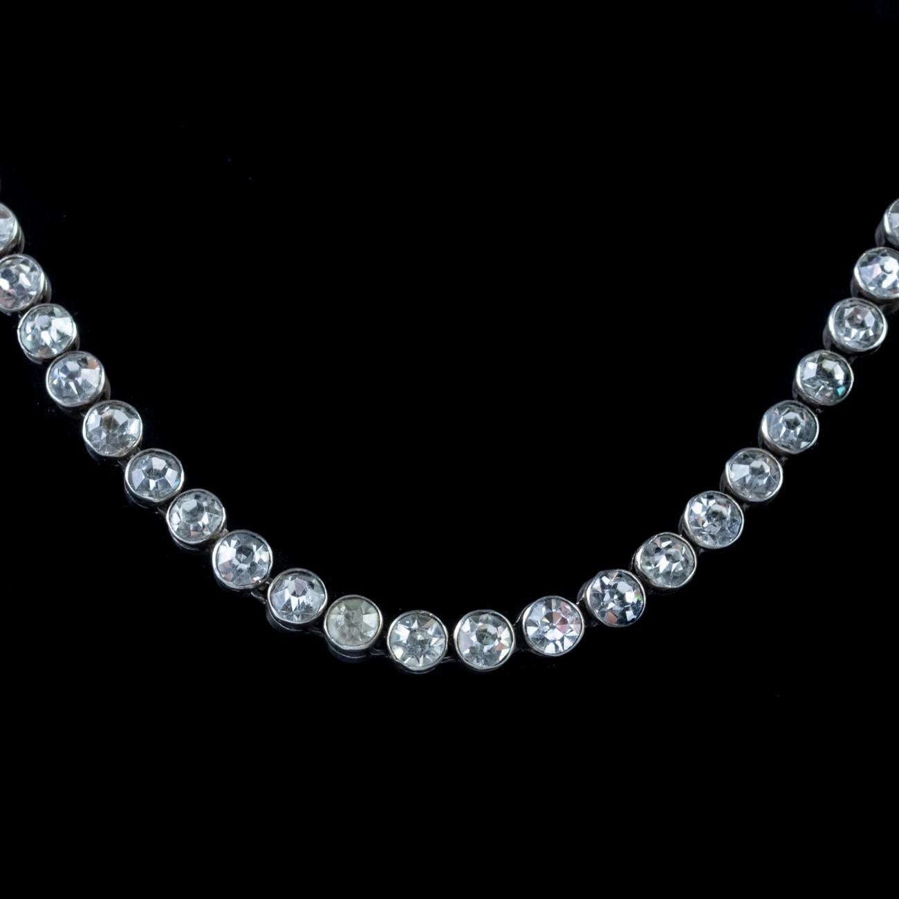 Antique Edwardian Paste Collar Necklace Silver, circa 1915 In Good Condition For Sale In Lancaster, Lancashire