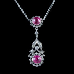 Antique Edwardian Paste Pendant Necklace Silver, circa 1910