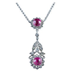 Antique Edwardian Paste Pendant Necklace Silver, circa 1910