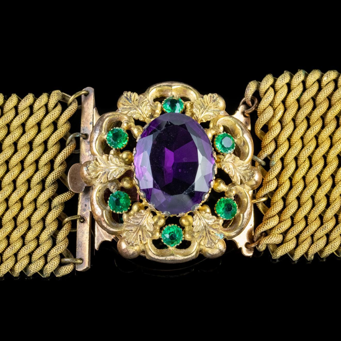 Antique Edwardian Suffragette Paste Stone Collar and Bracelets, circa 1915 For Sale 3