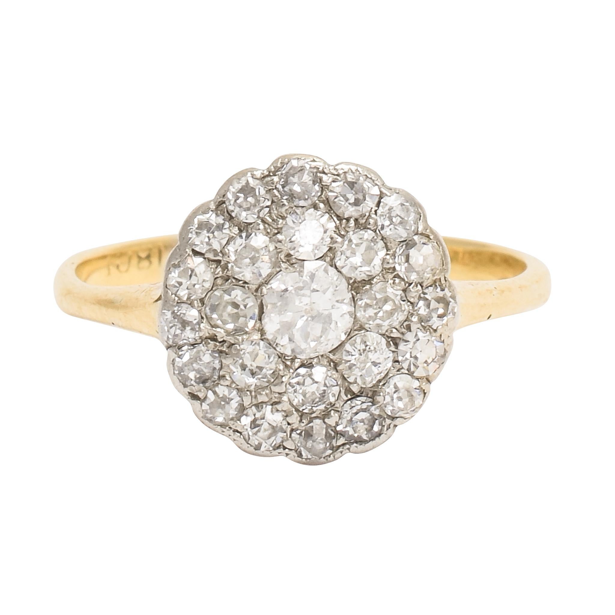 Antique Edwardian Pav Diamond Round Cluster Ring At 1stDibs