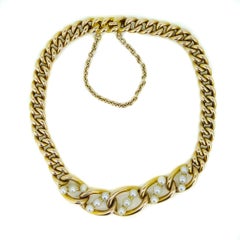 Antique Edwardian Pearl Bracelet, Yellow Gold Curb Links, 15 Carat