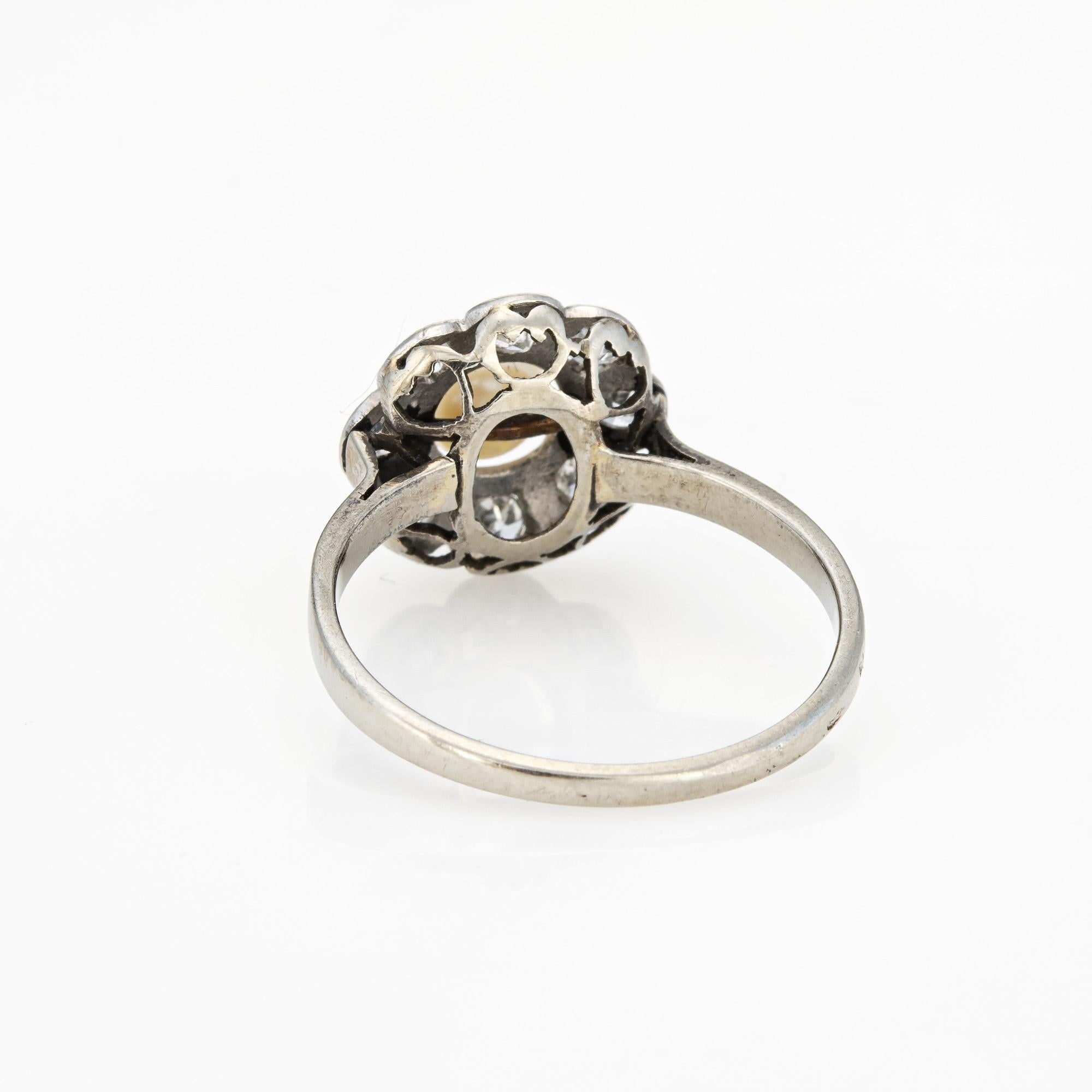 Antiker edwardianischer Perlen-Diamant-Ring-Cluster 18k Weißgold Verlobungsring 6 im Zustand „Gut“ im Angebot in Torrance, CA