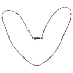 Antique Edwardian Pearl Gold Necklace Chain