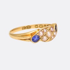 Antique Edwardian Pearl Sapphire Twist Ring