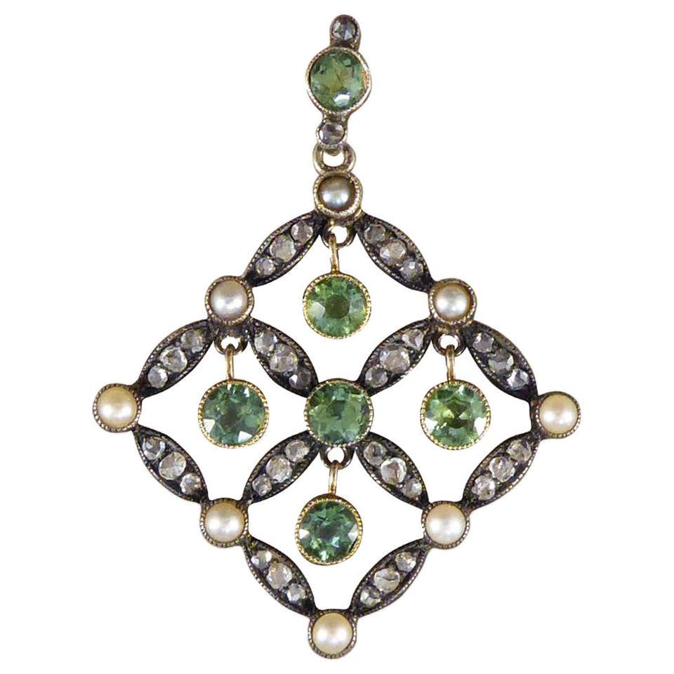 Antique Edwardian Old Cut Diamond and Pearl Pendant, circa 1900s at ...