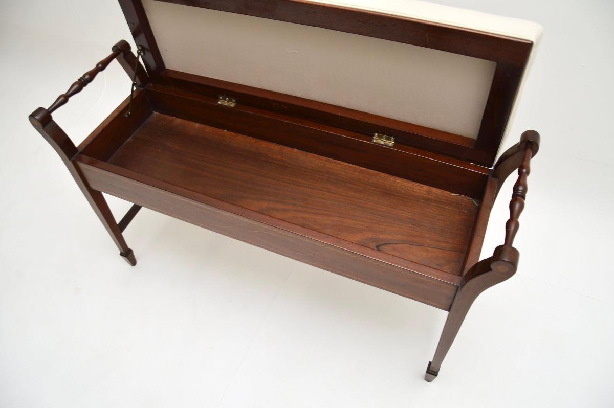 Antiguo taburete eduardiano a dúo para piano Eduardiano en venta