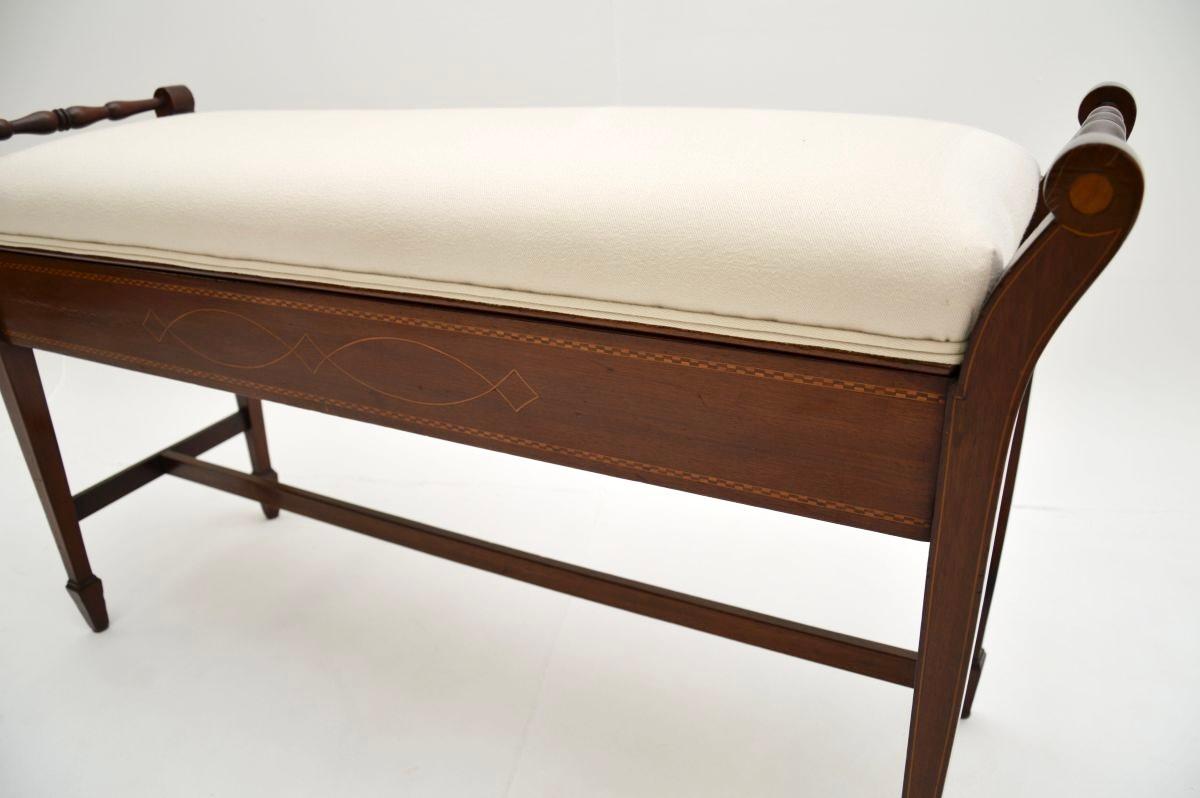 Antiguo taburete eduardiano a dúo para piano en venta 2