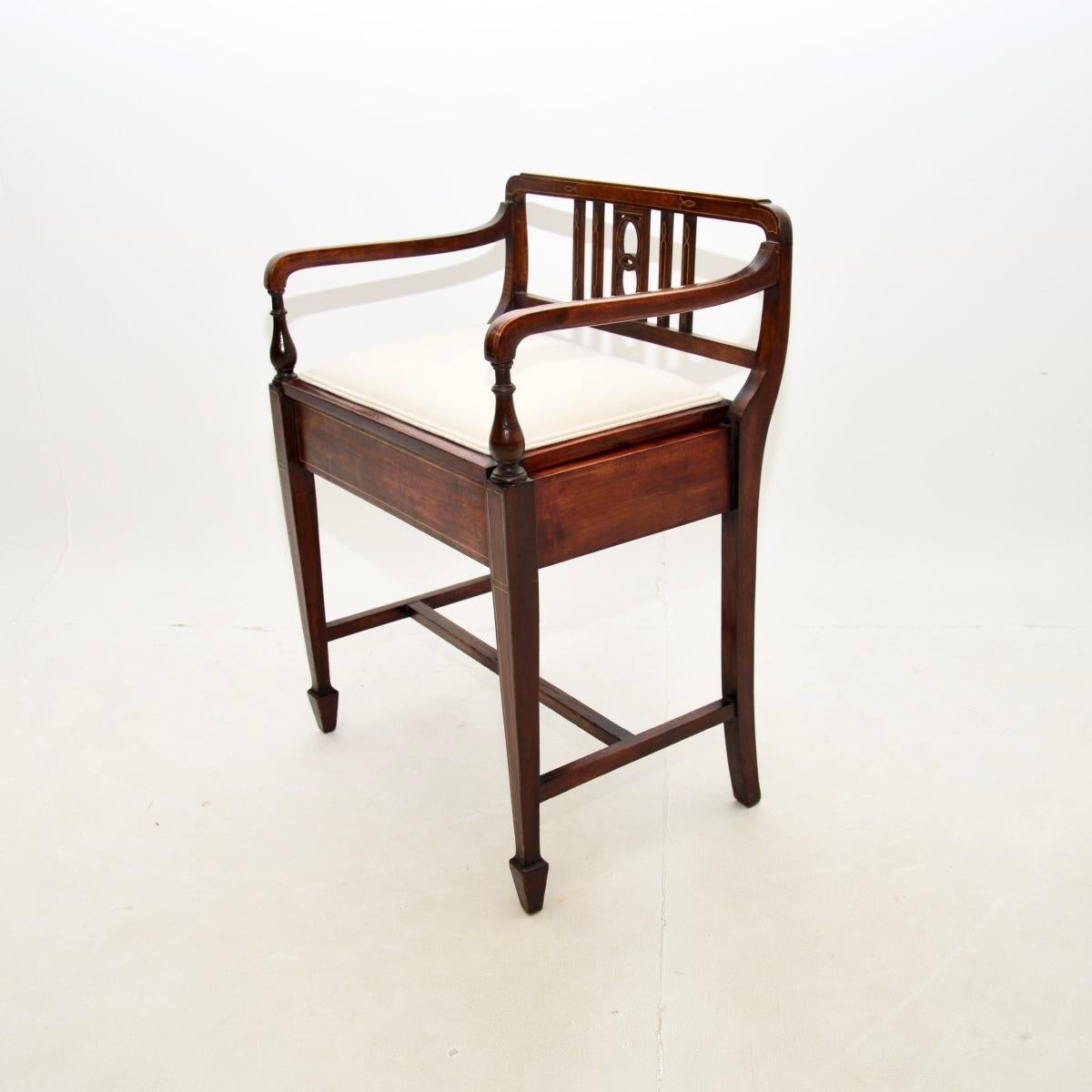 Fabric Antique Edwardian Piano Stool