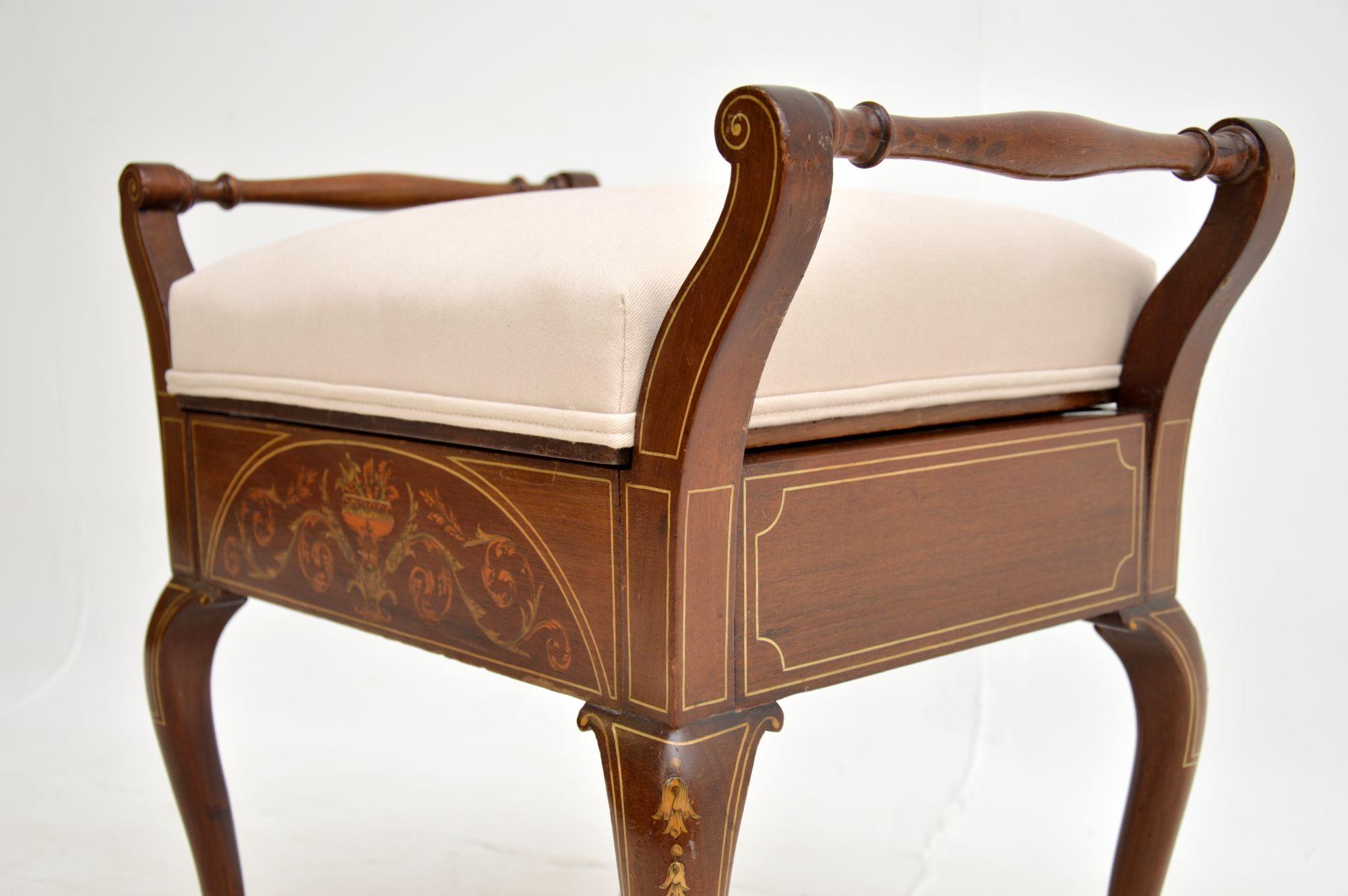 Fabric Antique Edwardian Piano Stool