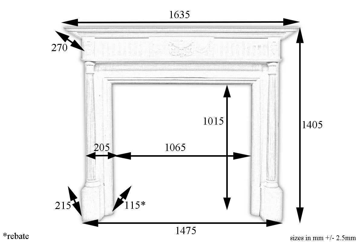 English Antique Edwardian Pillared Pine and Gesso Fire Surround in the Neo-Classical Man