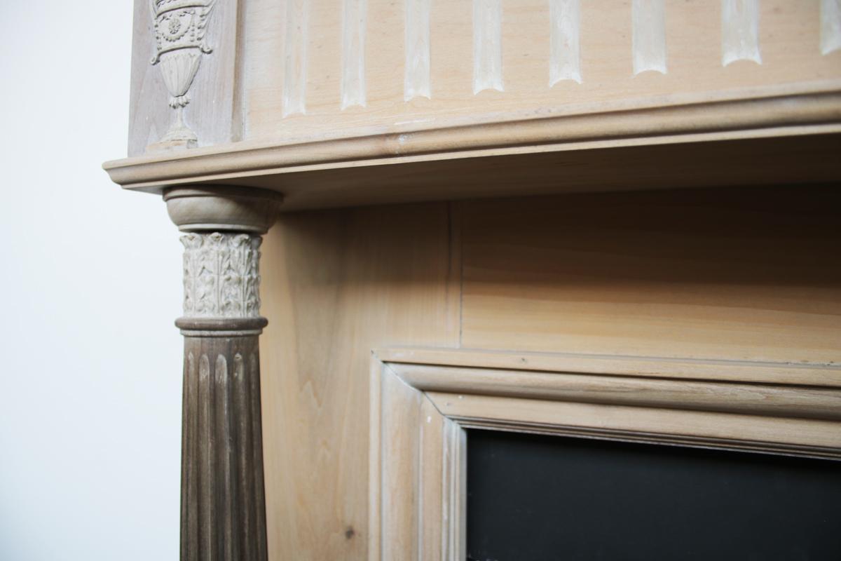 Carrara Marble Antique Edwardian Pillared Pine and Gesso Fire Surround in the Neo-Classical Man