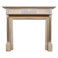 Antique Edwardian Pillared Pine and Gesso Fire Surround in the Neo-Classical Man