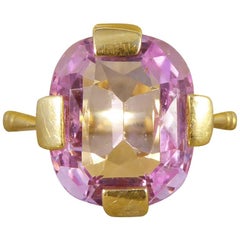 Antique Edwardian Pink Paste Statement Ring in 18 Carat Yellow Gold Antique Edwardian Pink Paste Statement Ring in 18 Carat Yellow Gold
