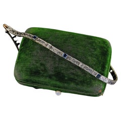 Antique Edwardian Plat Gold Allsopp and Allsopp Yogo Sapphire Diamond Bracelet
