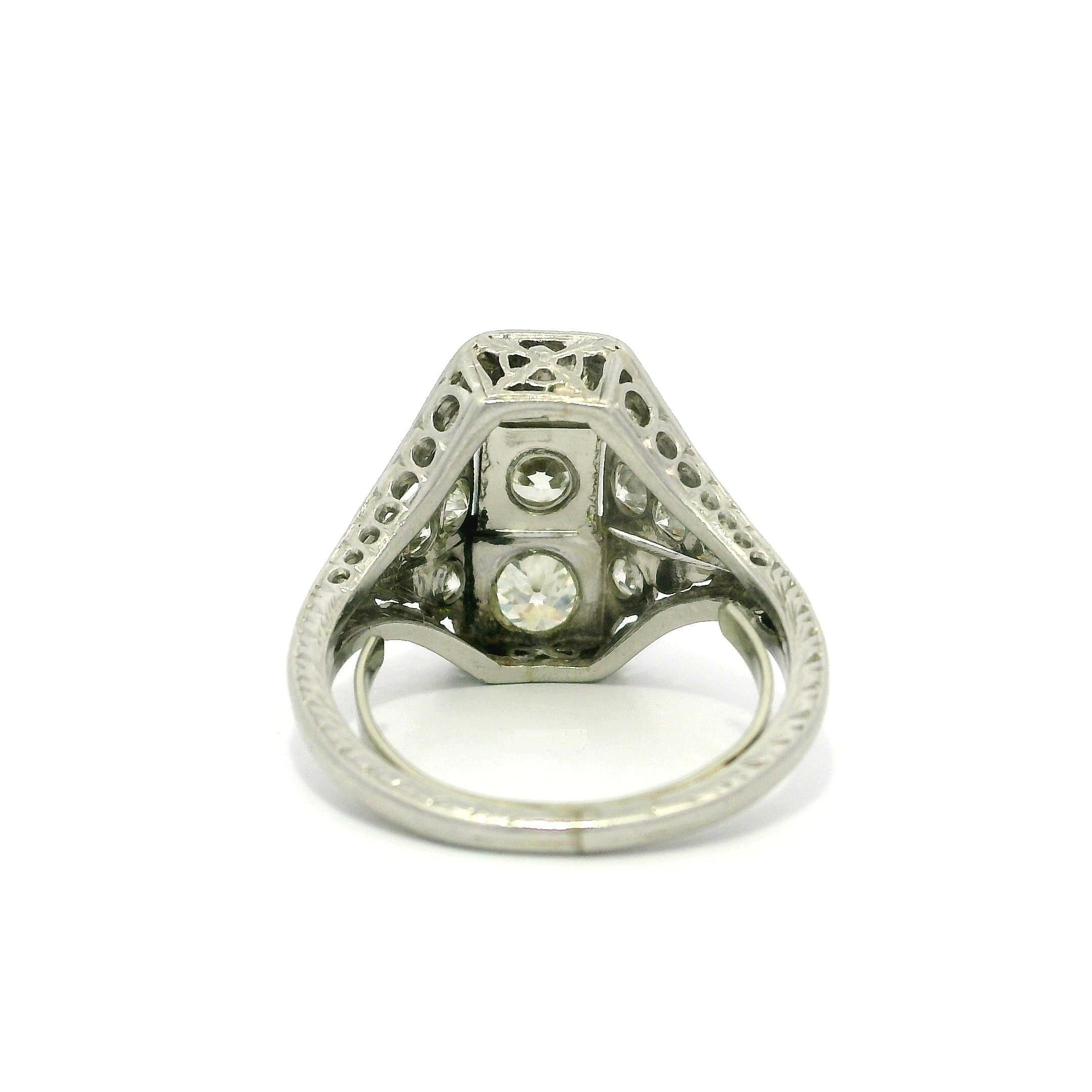 Antique Edwardian Platinum 0.76ctw Old Cut Diamond Stack Look Dinner Ring in vendita 6