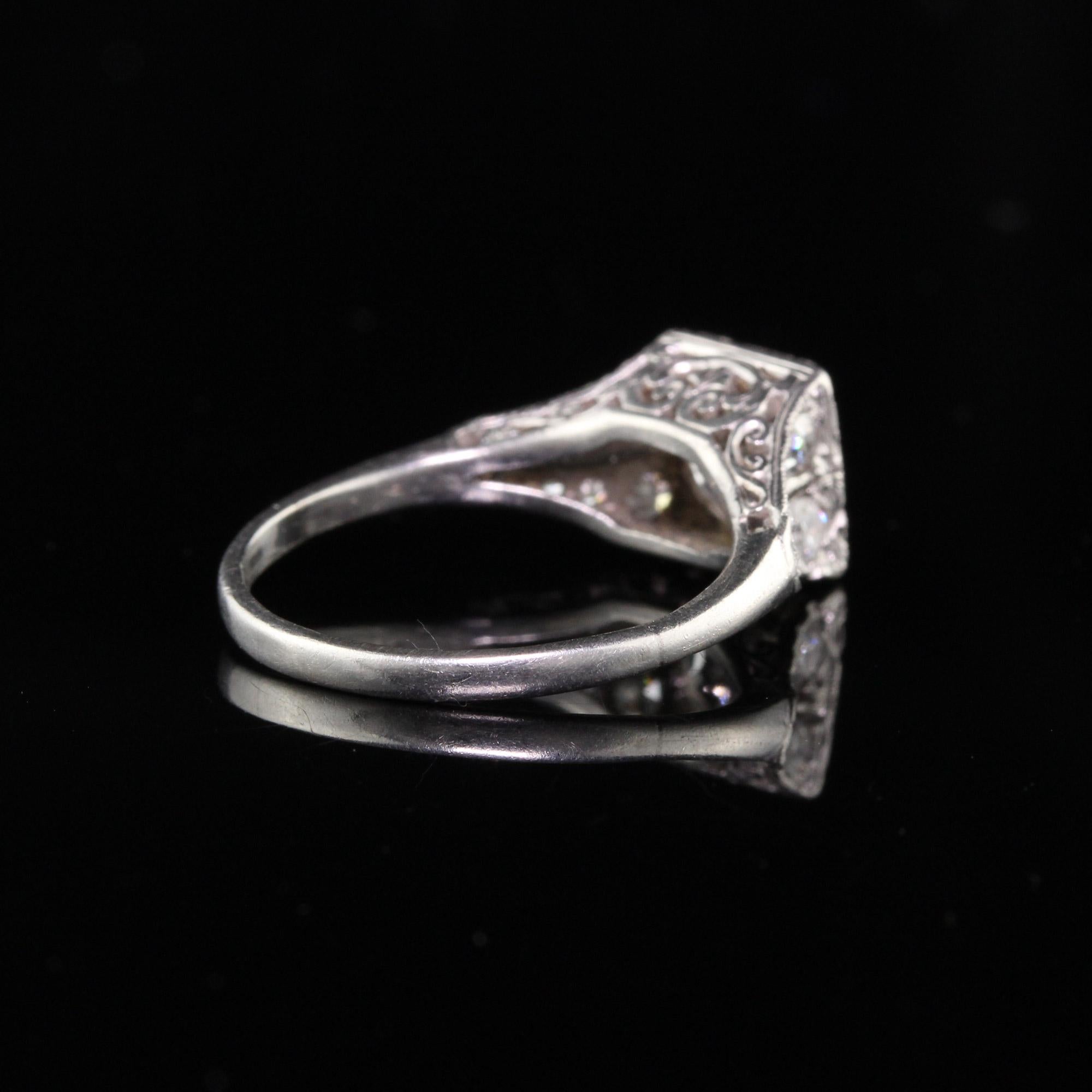 Women's Antique Edwardian Platinum 0.80 Carat Old European Cut Diamond Ring, GIA