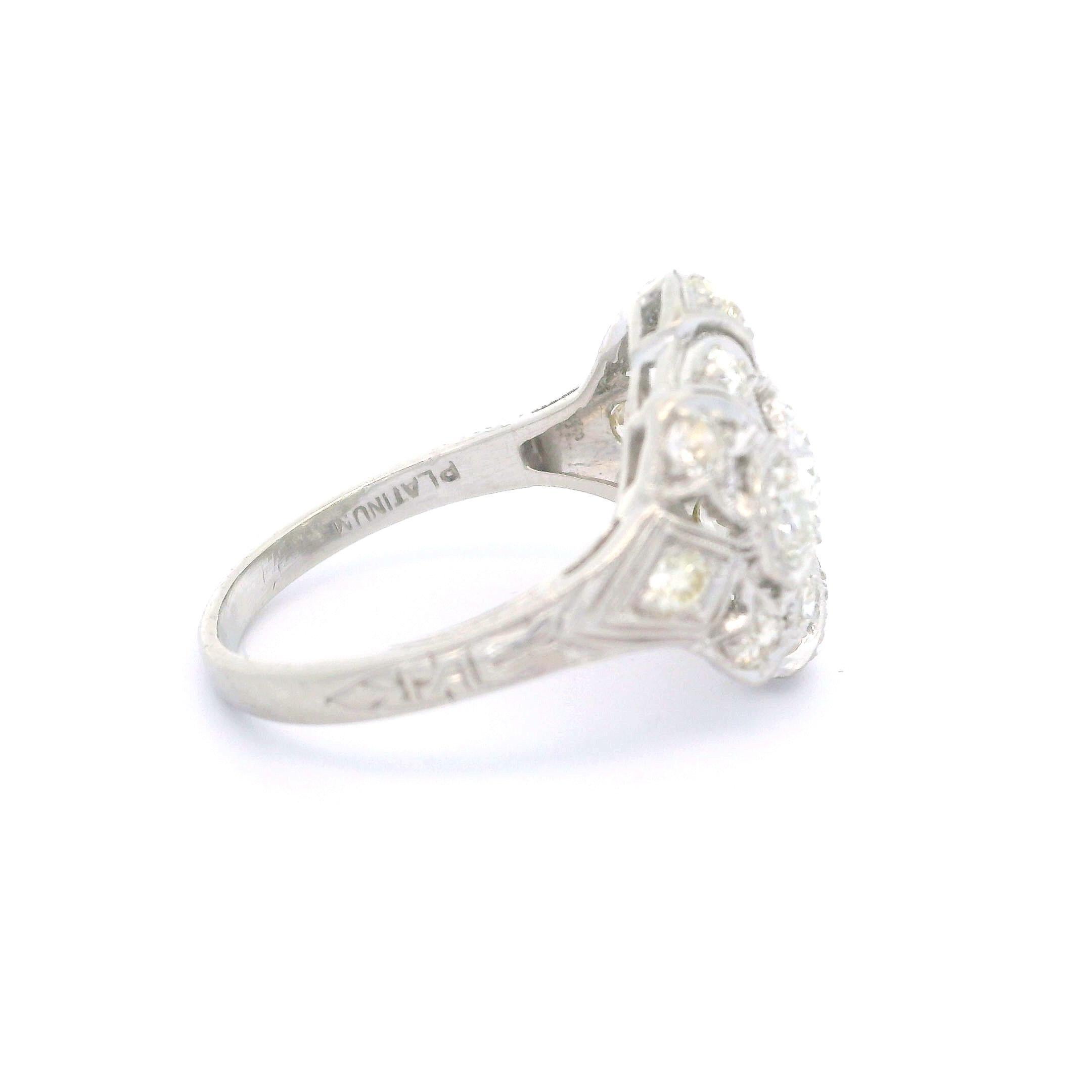 Bague édouardienne ancienne en platine 0,84 carat avec diamant taille simple, vieille Europe et ancienne en vente 5