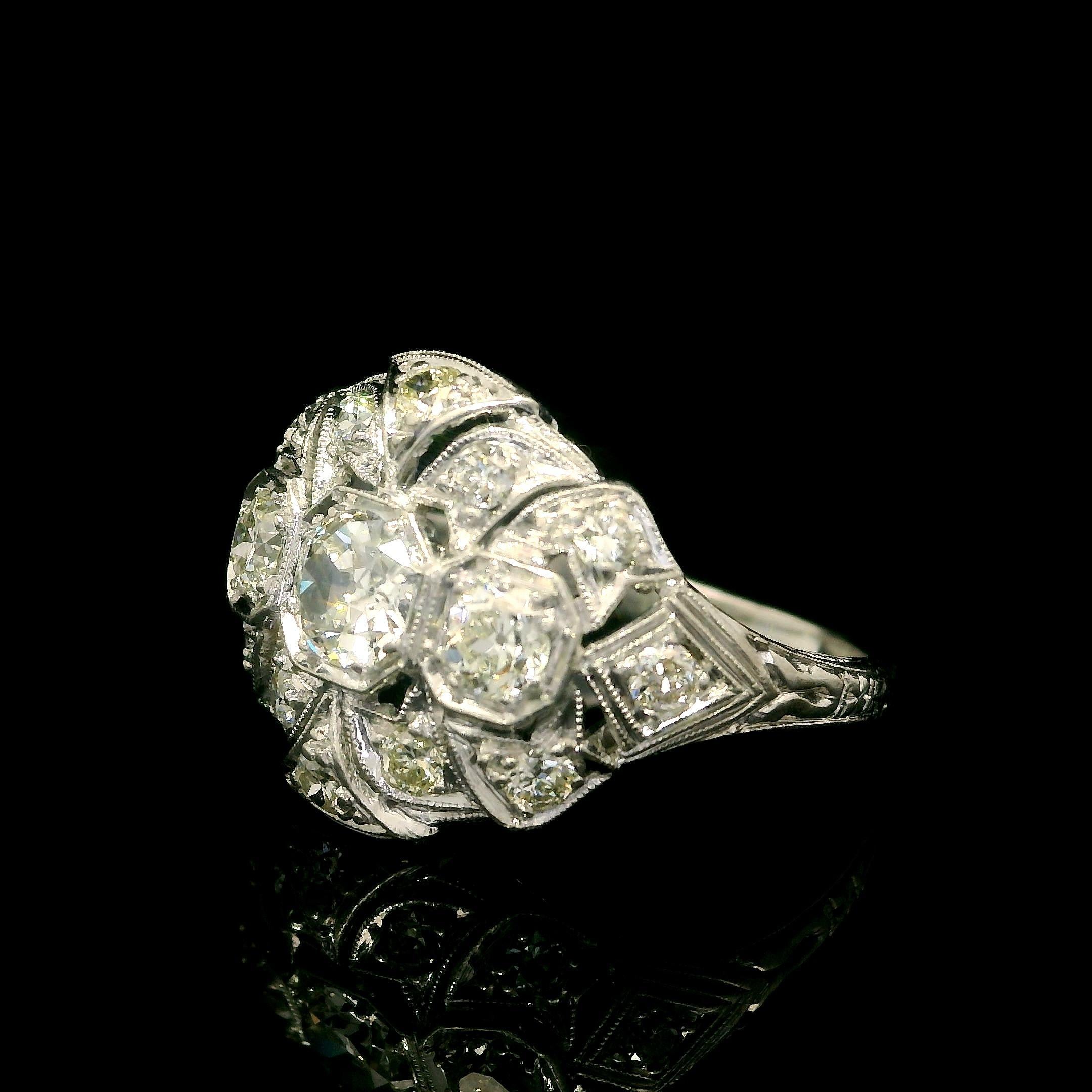 Bague édouardienne ancienne en platine 0,84 carat avec diamant taille simple, vieille Europe et ancienne en vente 6