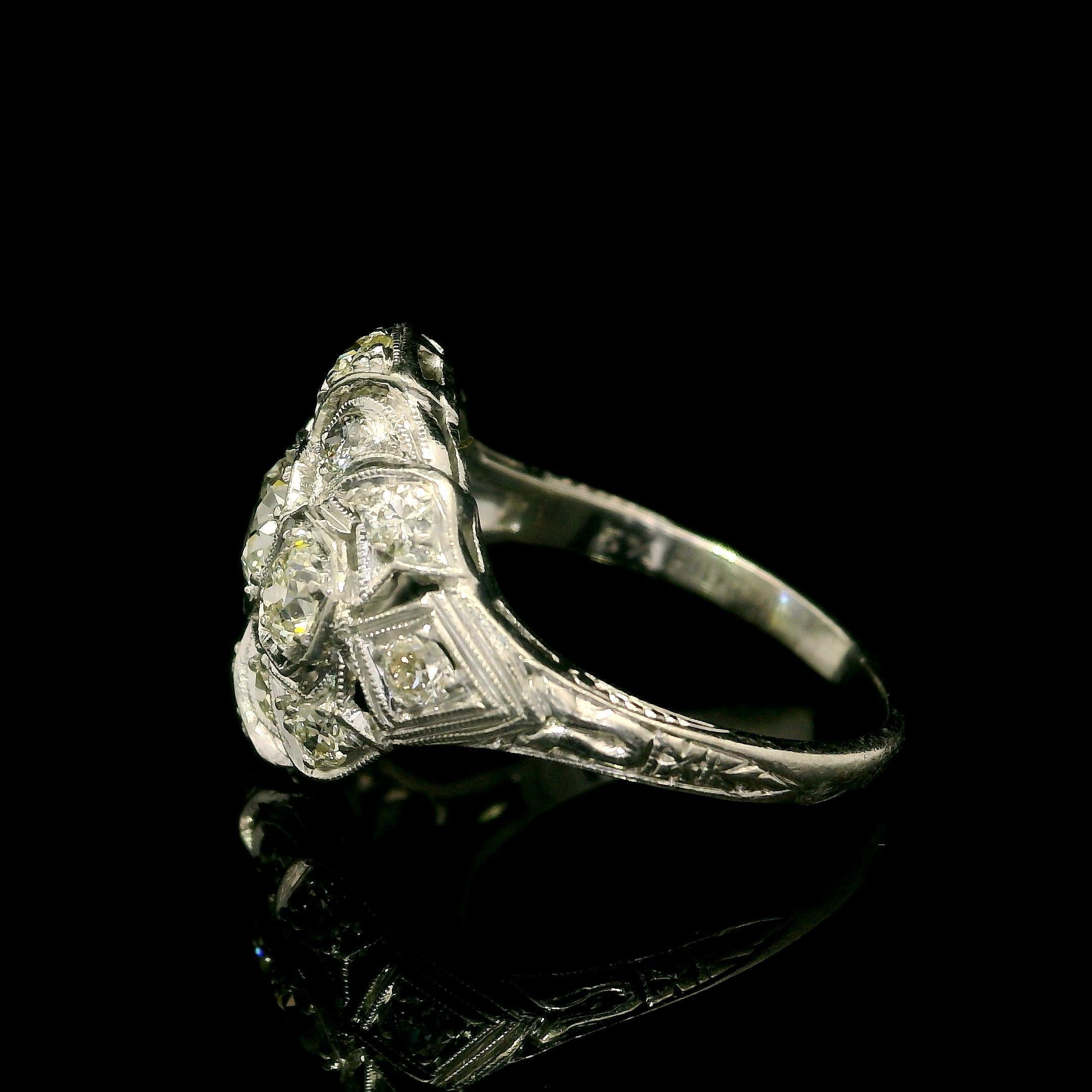 Édouardien Bague édouardienne ancienne en platine 0,84 carat avec diamant taille simple, vieille Europe et ancienne en vente