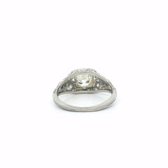 Antiguo anillo de compromiso eduardiano de platino estilo hebilla con 1,07 ctw de diamantes antiguos GIA