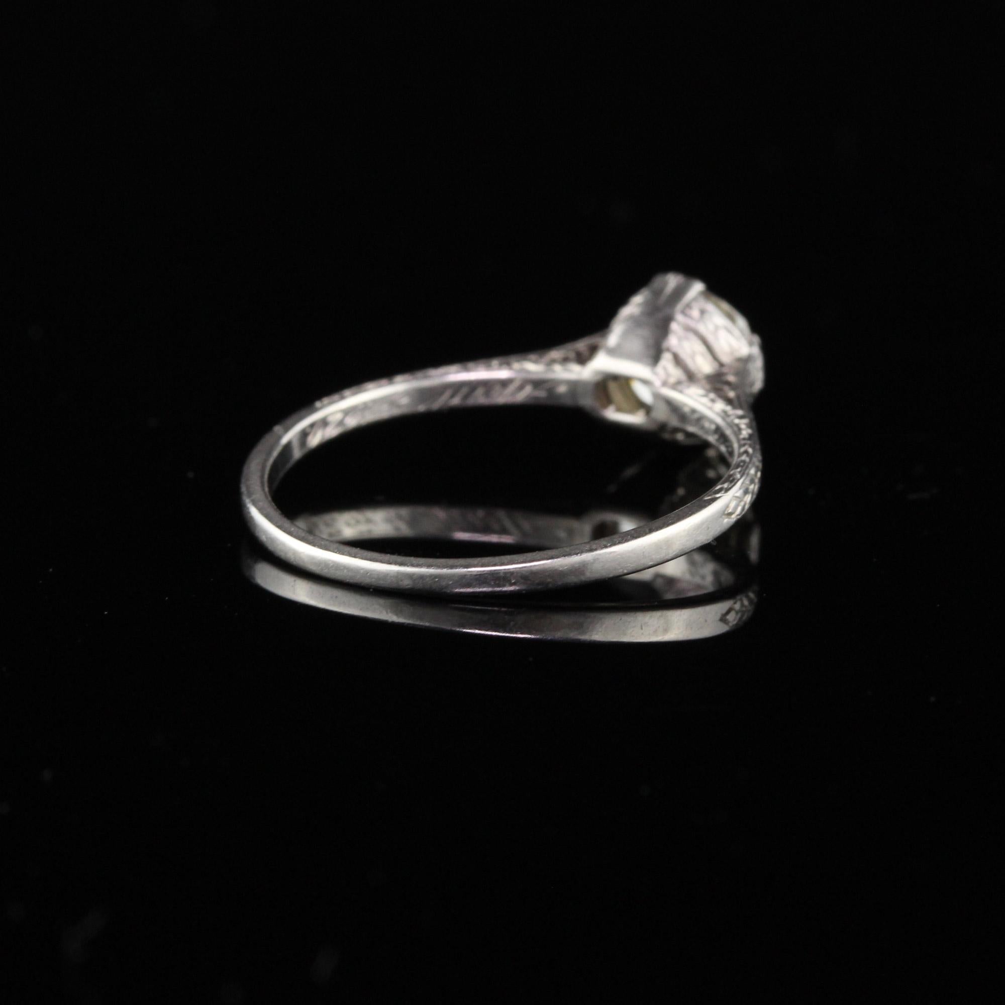 Antique Edwardian Platinum 1.17 Carat Old European Cut Diamond Engagement Ring 1