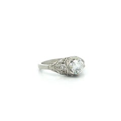 Antique Edwardian Platinum 1.1ctw GIA E IF Old Cut Diamond Crown Design Ring
