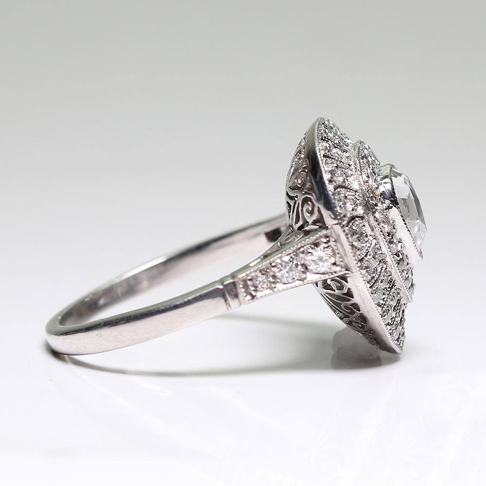 Edwardian Estate Platinum 1.62 Carat Diamond Ring