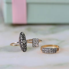 Antique Edwardian Platinum 18ct Gold Diamond Ring