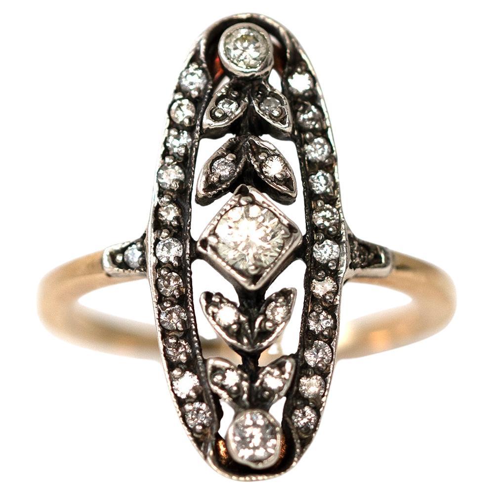 Anello antico edoardiano in platino e oro 18ct con diamanti
