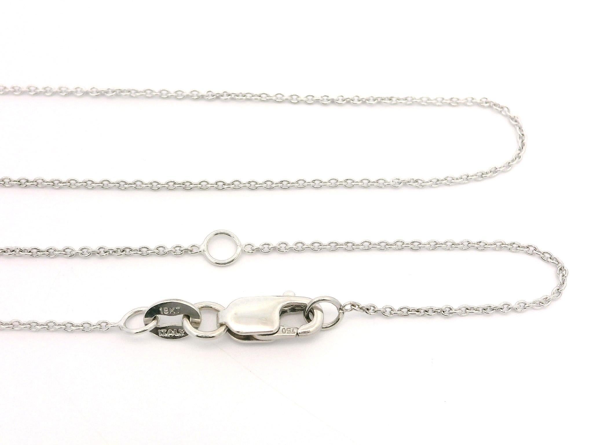 --Stone(s):--
(6) Natural Genuine Diamonds - Old European Cut - Pave & Bezel Set - White Color - 0.15ctw (approx.)

Material: Solid .700+ Platinum Pendant on 18k White Gold Chain
Weight: 3.18 Grams
Chain Type: Cable Link
Chain Length: Adjustable at