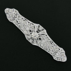 Antique Edwardian Platinum 2.25ctw Old European Diamond Milgrain Open Bar Brooch