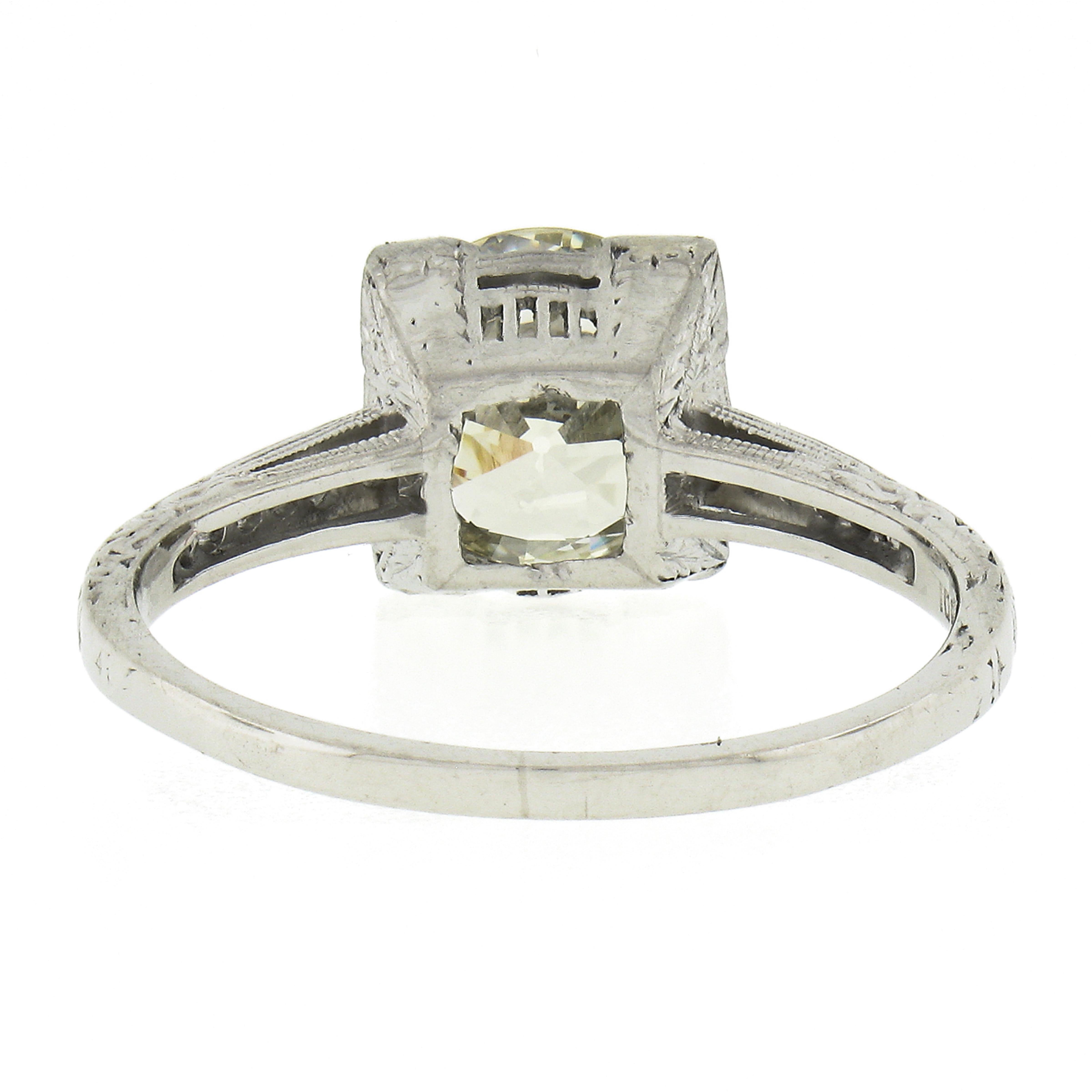 Antique Edwardian Platinum 2.38ct GIA Old European Diamond Engagement Ring For Sale 2