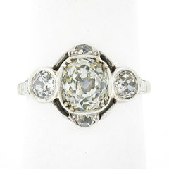 Antique Edwardian Platinum 2.40ct Old Mine Cut Diamond Solitaire Engagement Ring