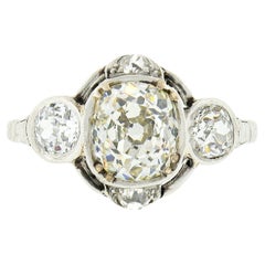 Antique Edwardian Platinum 2.40ct Old Mine Cut Diamond Solitaire Engagement Ring Antique Edwardian Platinum 2.40ct Old Mine Cut Diamond Solitaire Engagement Ring