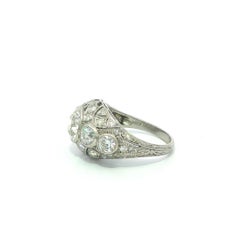 Antique Edwardian Platinum 3.1ctw Old European Cut Diamond Bezel Engagement Ring