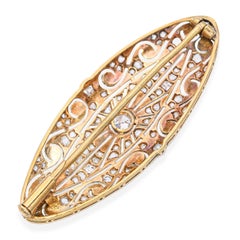 Broche ancienne édouardienne en platine et or jaune 18 carats avec diamants et perles