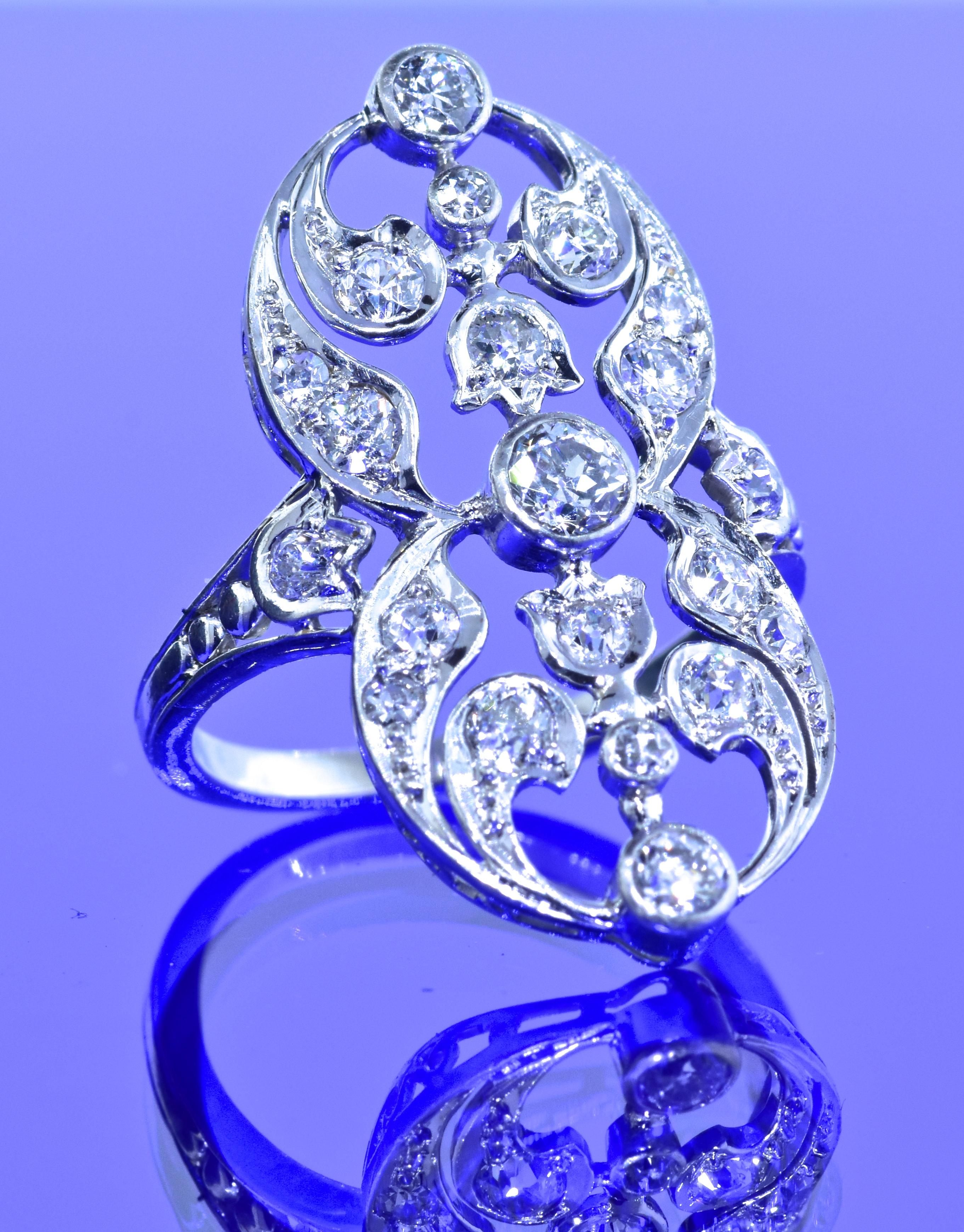 Antique Edwardian Platinum and Diamond Ring, circa 1905 In Excellent Condition In Aspen, CO